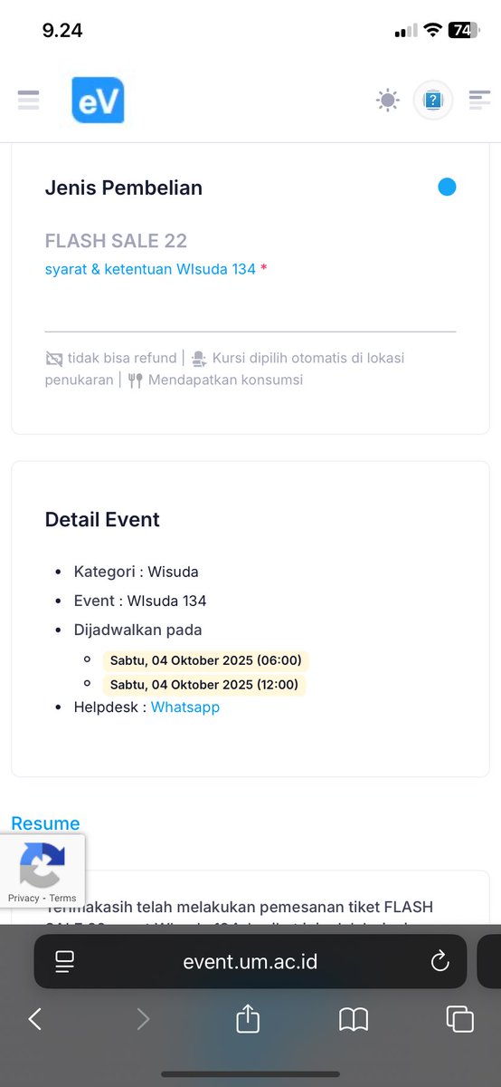 megalodonmini_'s tweet photo. @bang91095 @um_menfess Sbb kak, ntr di bawah detail event tu ada opsi bantuan cara pembayaran, status pembayaran dll gitu kak. Abis tu pilih yang status pembayaran ntr muncul “konfirmasi pembayaran” warna ijo. Tadi aku gt sih kak pake lepi https://t.co/YCgm65gfWT