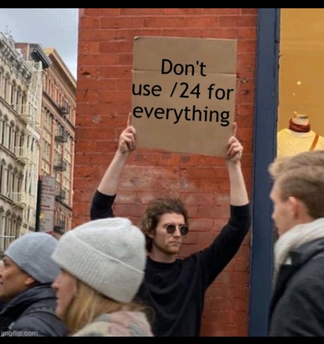 dpanshubudhija's tweet image. Who picks /24 for everything?

#Subnetting #ccna #cisco #NetworkEngineer @Pynetlabsindia