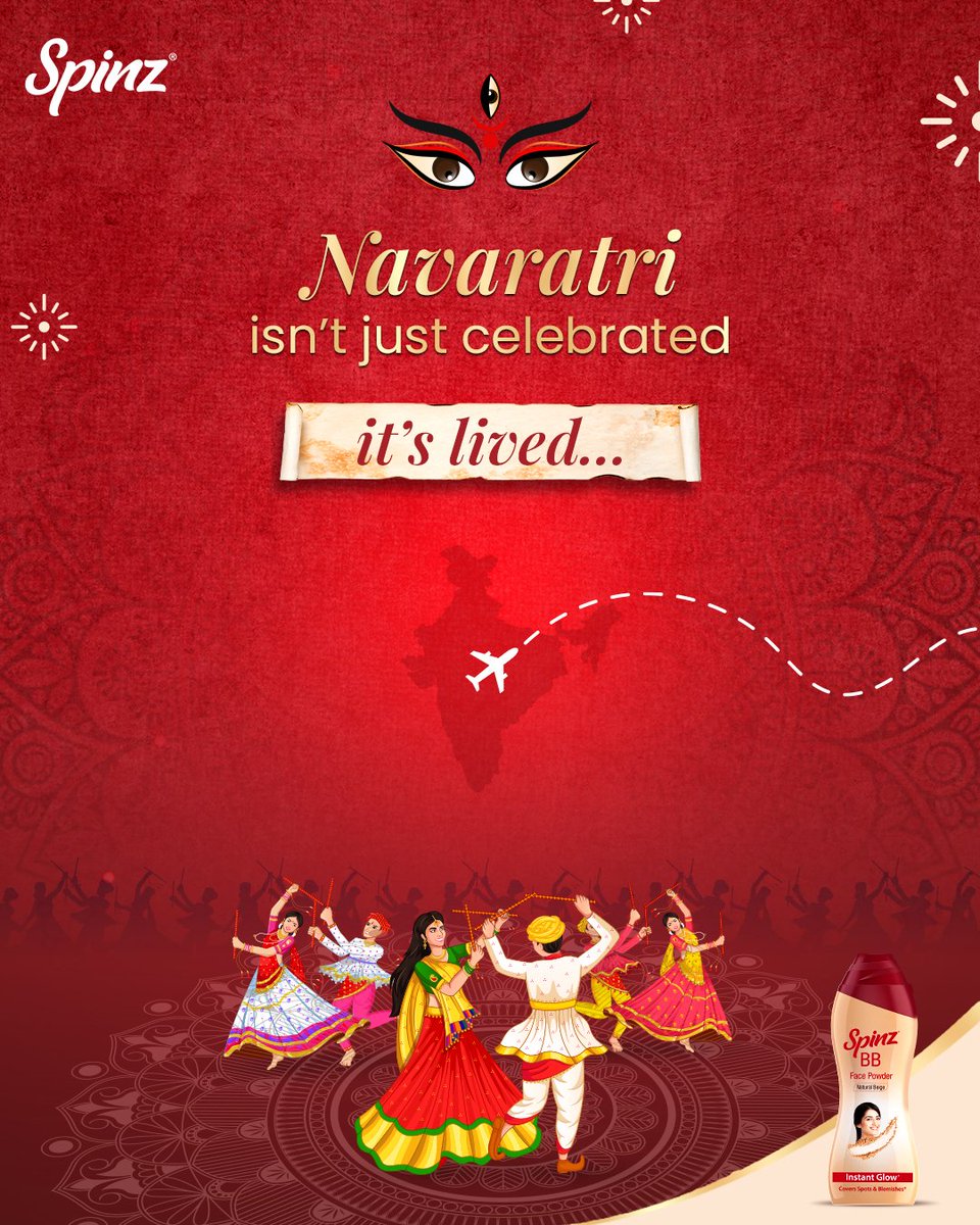 SpinzIndia's tweet image. From the first dandiya beat to the last garba twirl, let your Navratri glow begin with Spinz! ✨💃🌸

#NavratriGlow #SpinzMagic #GlowWithSpinz #FestiveGlowUp #BBPowder #SpinzDeo #CelebrationReady

[Navratri, Navratri 2025, dandiya nights, festive glow, Spinz Glow]