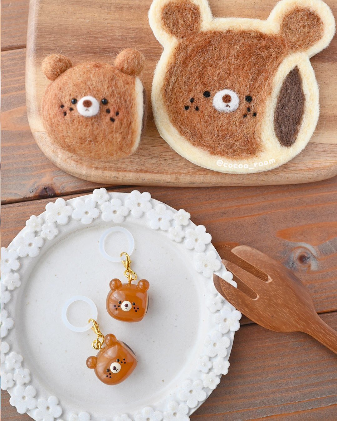 cocoa room 羊毛フェルト くま食パン 2個セット cocoa room 羊毛フェルト くま食パン 2個セット cocoa room 羊毛