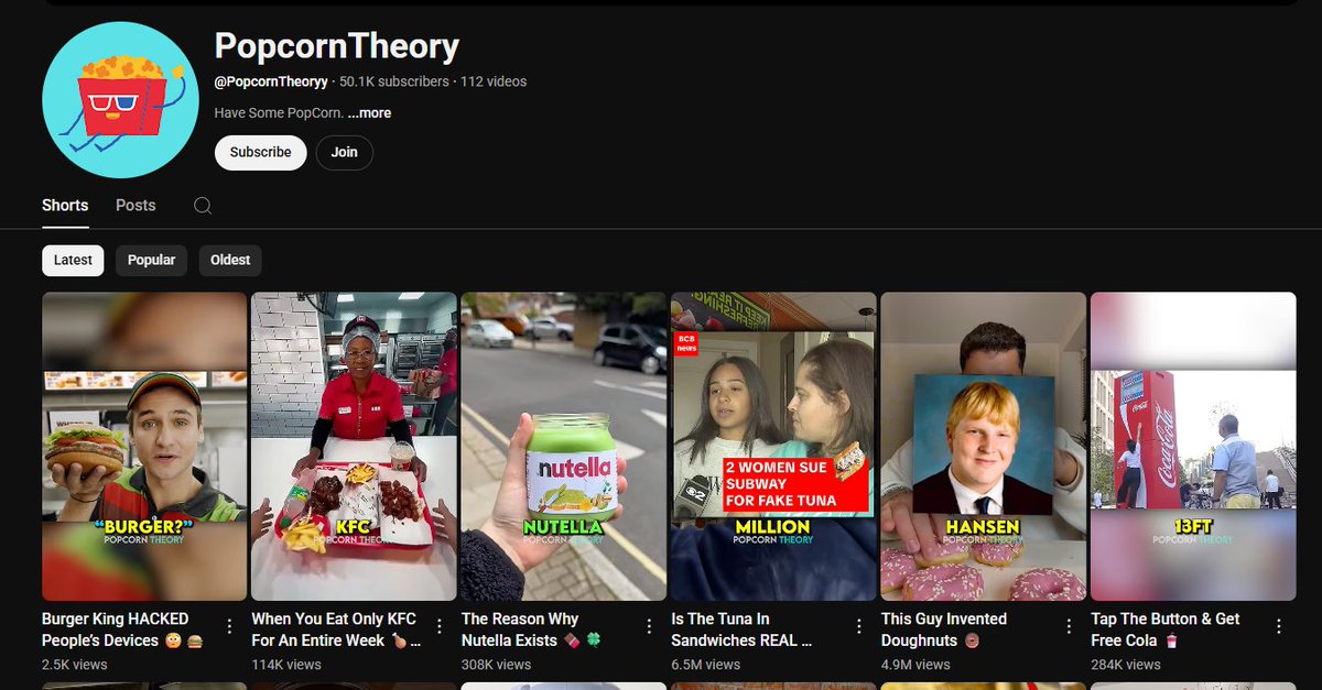 This Food channel is printing views right here.

This channel tells stories about food brands using storytelling to drop facts people don't know.

Stuff everyone eats, but nobody knows the backstory.

This is the power of learning storytelling on YouTube Shorts