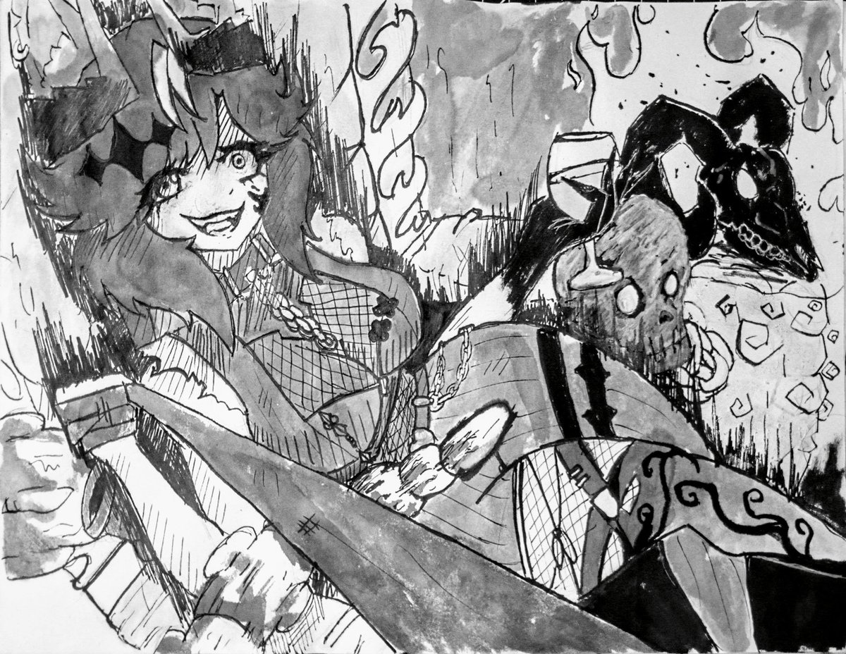 Was unhappy(ish) with the first one do I added a bit more inking and white ink correcting, and made a little more menacing