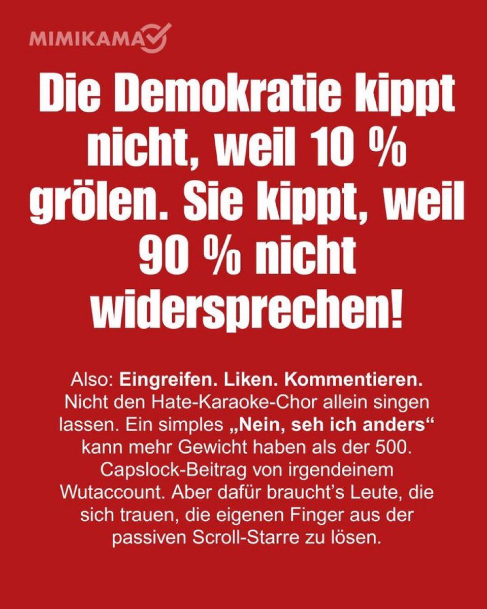 Haltung zeigen heißt: Demokratie verteidigen.
Antifa ist kein „Verein“, sondern Zivilcourage – wer schweigt, stärkt die Faschisten.
Ich stehe auf gegen Hass, Hetze und rechte Gewalt.
#IchBinANTIFA #NazisRaus #Solidarität