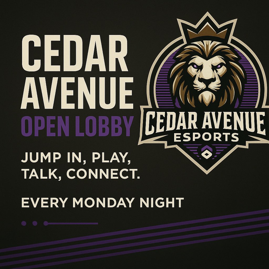 Monday = #OpenLobby night! 💜🤍

Join us as we game, hang out &amp; take a break from life’s stresses. It’s about community, support &amp; escaping together. All are welcome ❤️

DM for details!

#CedarAveEsports #MentalHealth #GamingCommunity #Essex