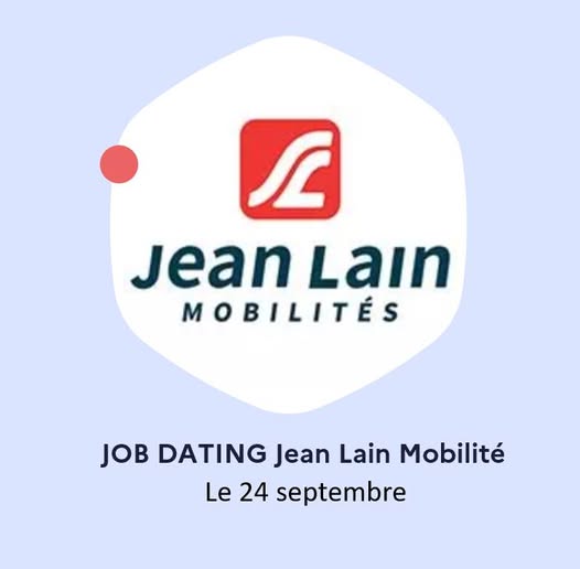 [#TousMobilisés] pour l'#emploi dans les #métiers en lien avec la #mobilité 

<a href="/FTravail_ARA/">France Travail Auvergne-Rhône-Alpes</a> #Chambéry vous invite à participer au #jobdating <a href="/jeanlainauto/">Jean Lain Mobilités</a> ce mercredi 24 septembre avec + 💯 postes à pourvoir

ℹ️mesevenementsemploi.francetravail.fr/mes-evenements…

#OnEstLàPourVous #Savoie