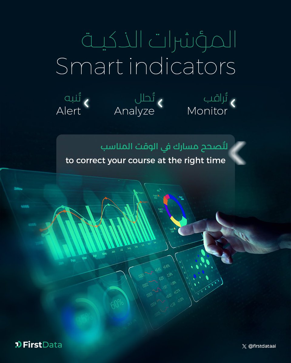 FirstDataAI's tweet image. المؤشرات الذكية 🧠
تراقب أداء مشروعك وتدفعك نحو التقدّم وتصحيح المسار 📊
 
#فيرست_داتا

Smart Indicators 🧠
They monitor your project’s performance, guiding you toward progress and timely course correction 📊

#FirstData #AI