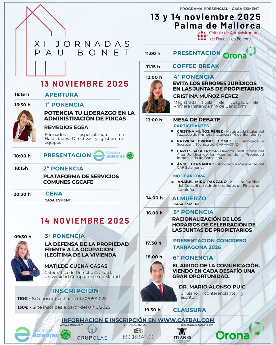 Inscríbete a las XI Jornadas de Formación Pau Bonet cafbal.com/es/jornadas/20…