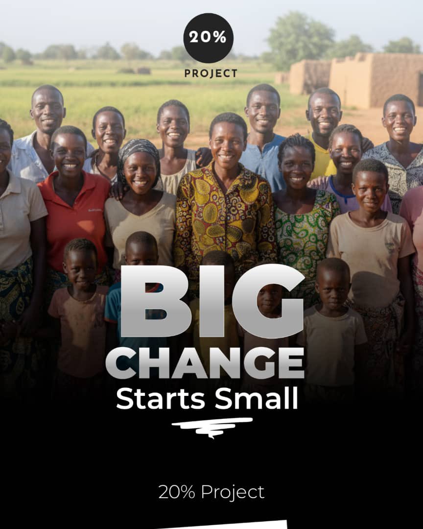 Big change starts with small, steady steps.

At The 20% Project, we commit resources to unlock opportunities, grow skills, and transform communities.

Even the smallest intervention can spark lasting impact. 

Happy New Week from all of us at The 20% Project. 

#20PP