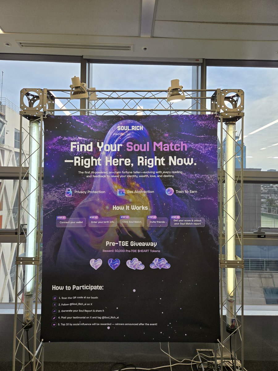 Skullpresso's tweet image. 💜 Just matched my soul with #SoulRich 🚀
AI x Web3, 그리고 Pre-TGE $HEART 보상까지✨

#SoulDrop #AI #Web3