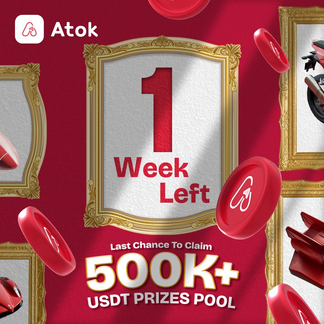 Atok_App's tweet photo. ✋ Stop scrolling. Time is running out

Hey Atok community!

Only ONE WEEK LEFT until the Atok Referral Extravaganza wraps up on September 30, 2025. If you haven't jumped in yet, now's your last chance to invite friends, climb the leaderboard, and win big from a massive prize pool exceeding $524,800 in NFTs and USDT! 🎉

This event is our final major celebration before the Token Generation Event (TGE), and it's all about rewarding our growing community. Whether you're aiming for the raffle or the top spots, every referral counts.

Tag your friends, share your code, and let's make these last days count! Who's ready to refer like a boss? 💪

👏For full details, check out the official post. Join now:
https://t.co/7ovEr1JMWn

#Atok #PreTGE #Airdrop #Referral #NFTs #USDT #Luckydraw