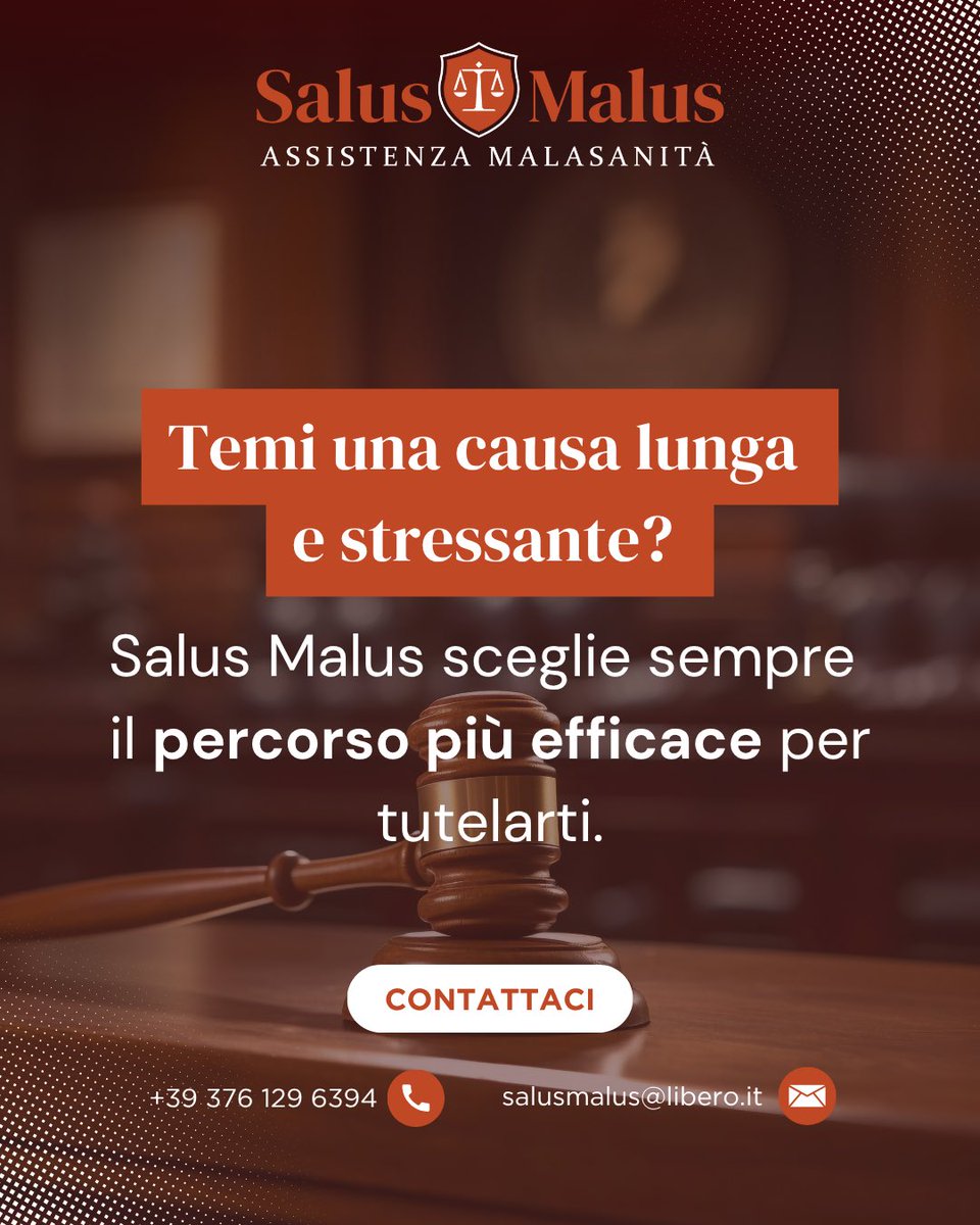 salusmalus's tweet photo. Meno stress, meno tempo, zero anticipo di spese.
Con Salus Malus scegliamo sempre il percorso più efficace per tutelarti.
📩 salusmalus@libero.it | 📞 376 129 6394 | 🌐 https://t.co/pWmxp3JU2P https://t.co/xroxh47Kxs