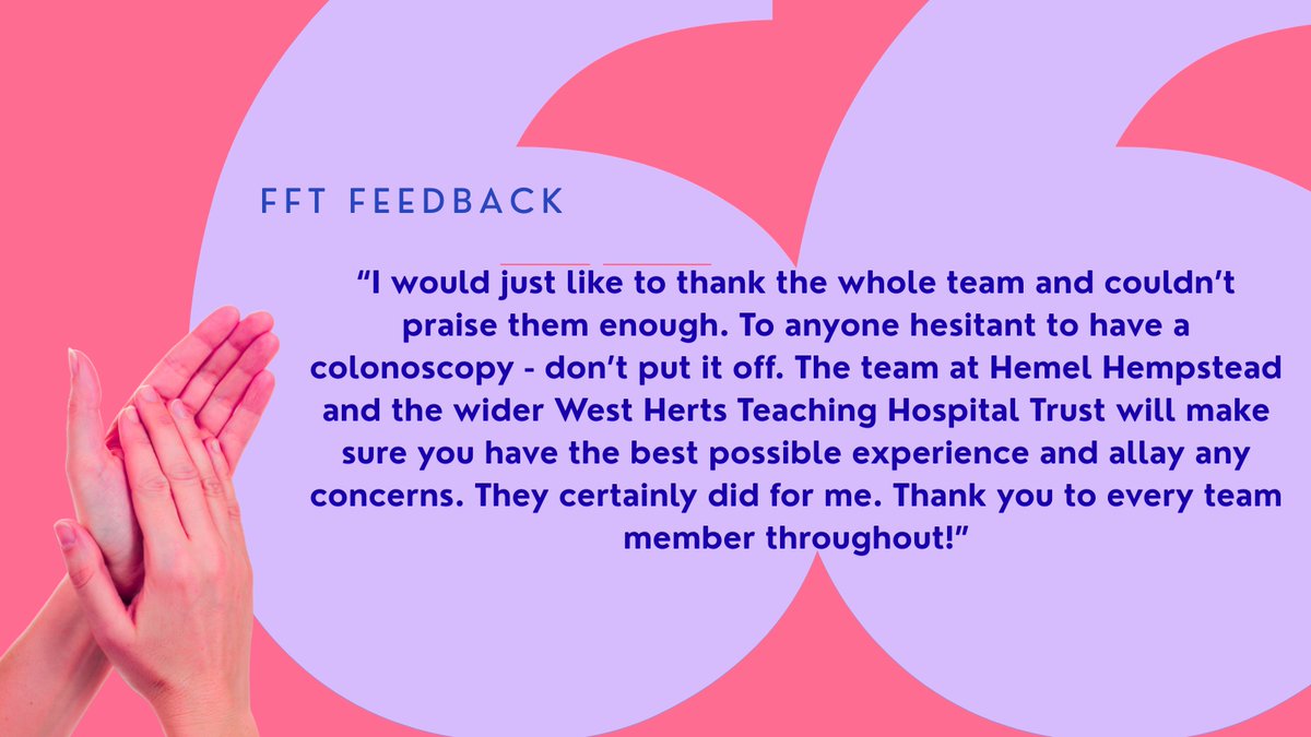 🎉 Shout-out to the Endoscopy Team at Hemel Hempstead Hospital! We’re proud to share such positive FFT feedback – keep up the great work! 👏 #FFT #PatientExperience