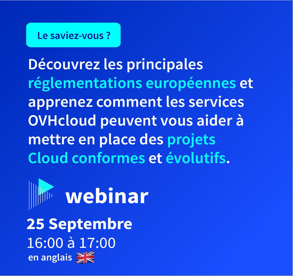 ovh_support_fr's tweet image. Vous cherchez à approfondir vos connaissances à propos de la souveraineté de vos données ?
Ce webinar peut vous intéresser🔎
Rejoignez notre webinar en anglais le 25 septembre à 16h (CET)
📍 Pour s&apos;inscrire : attendee.gotowebinar.com/register/87377…

#OVHcloudSupport!