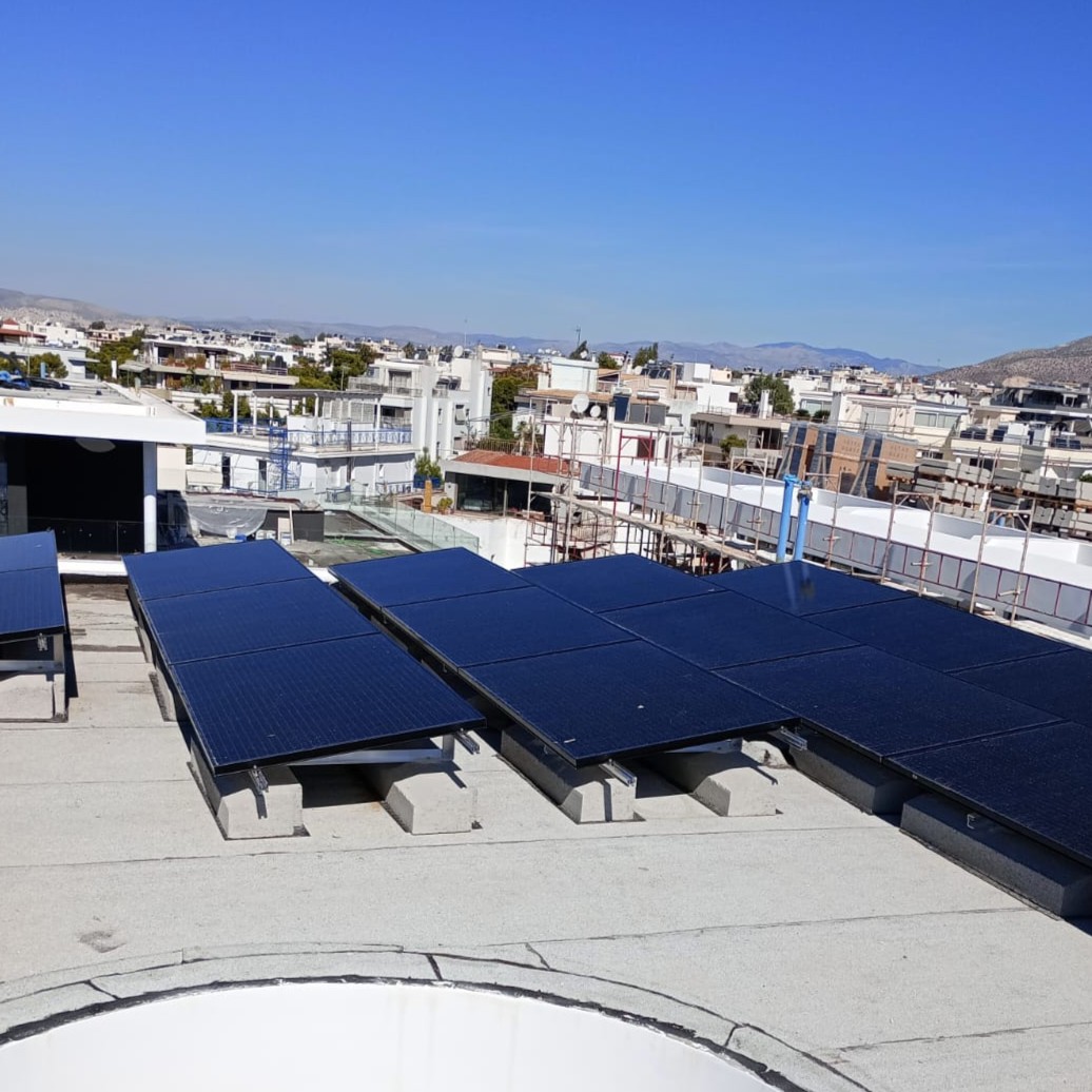 Sunerg_Solar's tweet photo. #Sunerg innovative #PVT (Photovoltaic-Thermal) panels are installed for thirteen appartaments near Athens, generating clean electricity AND harnessing free thermal #energy for hot water. One roof, two solutions: maximum #efficiency and significant savings for residents. https://t.co/Hh3JY31Ekh