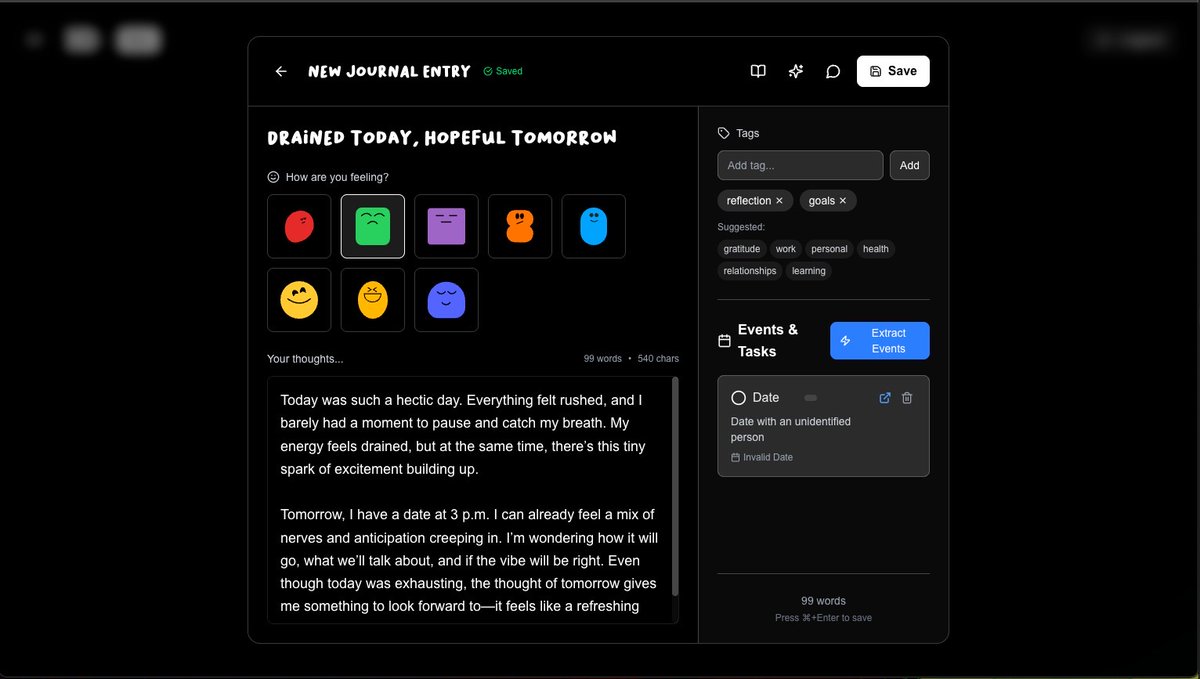 wtmfai's tweet photo. You vent. We note. You feel. We journal.
Next morning? It’s all there
No logging, No hassle✨
#WTMF #YourAIBestie #Journaling https://t.co/fk2eamKIm3