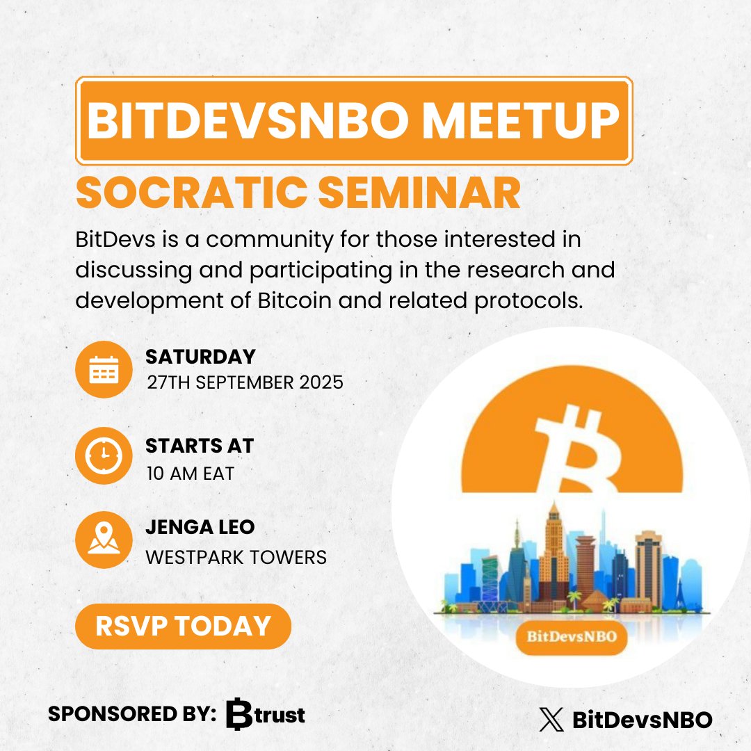BitDevsNBO's tweet image. Happy New week ✨️ 
Announcing our monthly BitDevs meetup,  we&apos;ve some 🔥 topics and discussions. Designers are getting more in-depth with Bitcoin.design...be part of our upcoming event, RSVP 🔗 luma.com/xf8vfvjj
