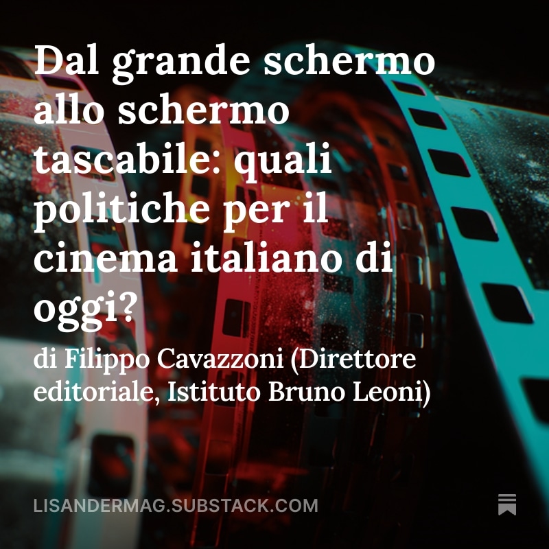 Il #cinema sta vivendo trasformazioni profonde: innovazione tecnologica, nuovi consumi culturali e linguaggi in evoluzione.

Su Lisander, Filippo Cavazzoni analizza le sfide e le politiche del settore 

👉lisandermag.substack.com/p/dal-grande-s…