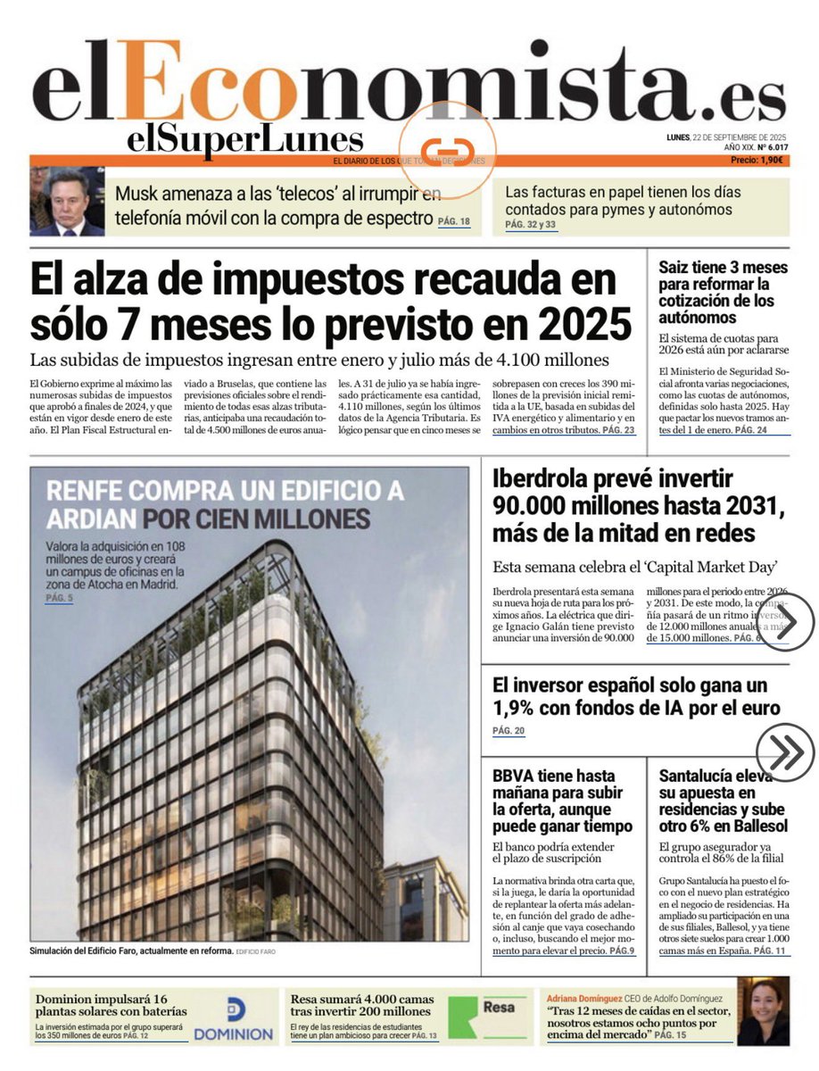 Hacienda ha recaudado en 7 meses lo previsto para todo 2025. 
Vamos que la inflación les ha venido de cine. Cada vez pagamos más y tenemos peores servicios.