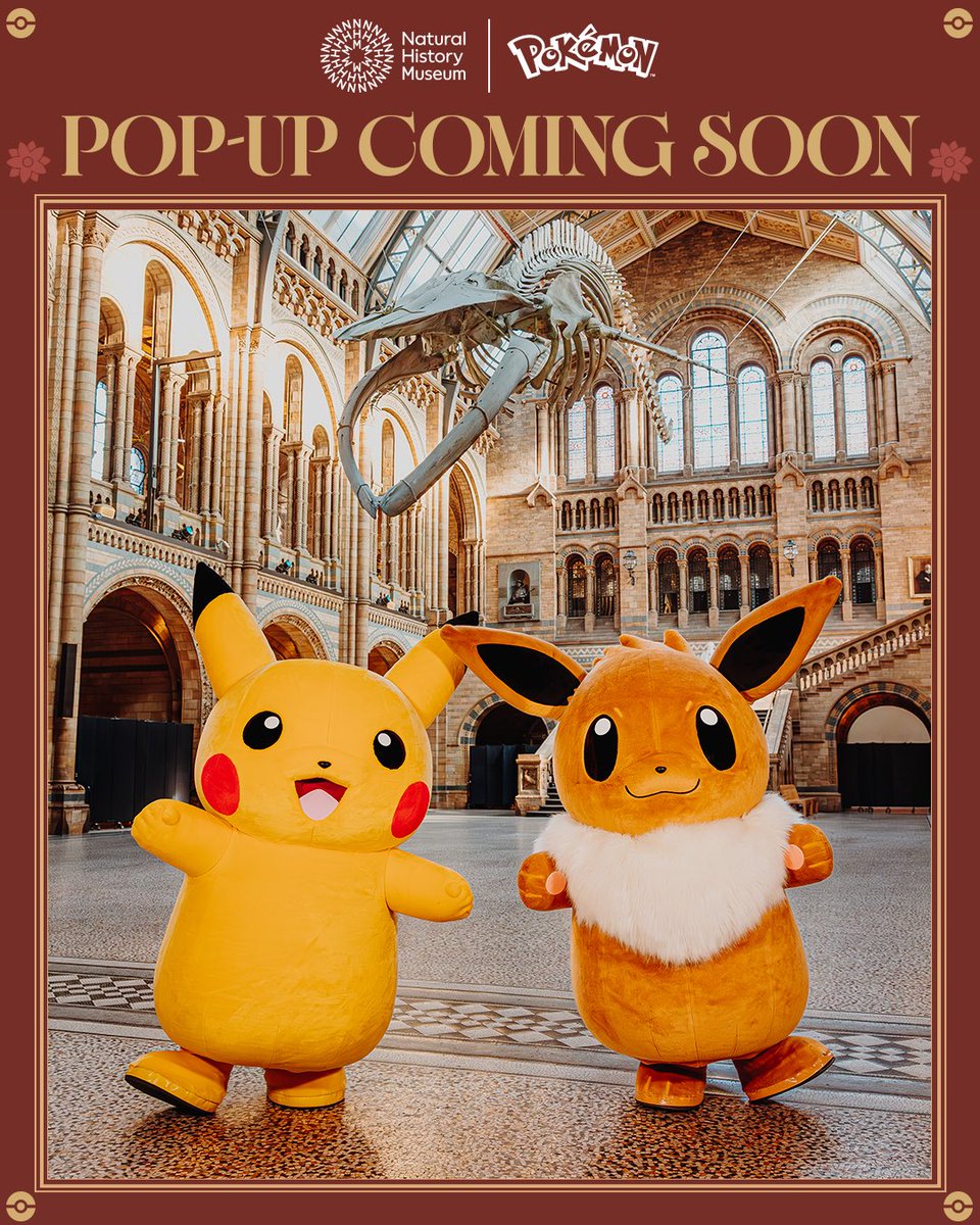 PokemonNewsUK's tweet image. ⚡  Pokémon pop-up store
📍 @NHM_London 
🗓️ 26 Jan 2026 - 22 Mar 2026
Secure a free ticket to shop clothing, stationery,  a brand-new exclusive plush and more, designed exclusively for the collaboration from 1 Oct 2025.
More info: pkmn.news/4gAGx50