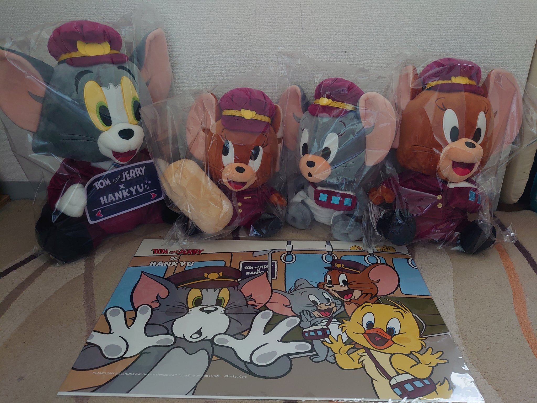 トムとジェリー×阪急電鉄 ぬいぐるみ 2個セット ポスター付き トムと