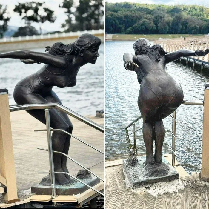 syci_v's tweet image. В Кисловодске на городском озере установили монумент "ныряльщица". Думаю, с ней будет много интересных фоток... 🤭😁