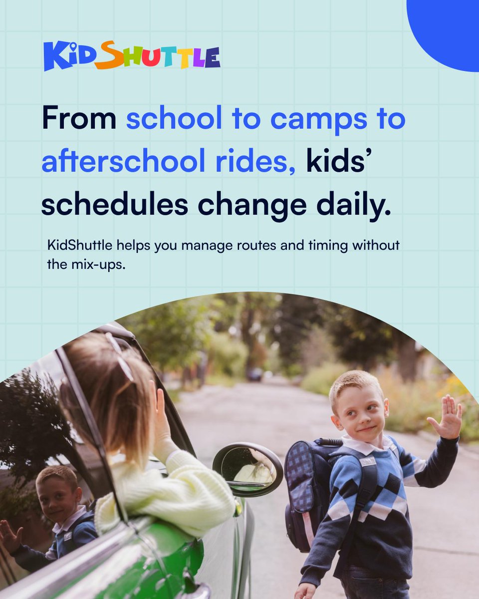 KidShuttleApp's tweet image. Kids&apos; schedules flip and change ,today they’re at school, tomorrow at camp &amp;amp; then off to afterschool activities.

KidShuttle lets you manage all these route changes with ease.

Book free demo :
kidshuttleapp.com/Contact-Page

#FleetManagementSoftware #StudentTransportation #SchoolRide