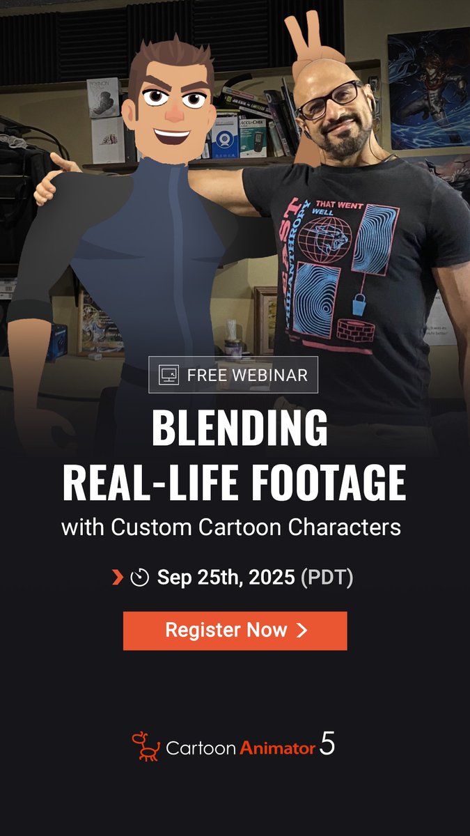 Join our FREE webinar and master merging 2D animation with live video using #CTA5! 🎥 Don’t miss out the chance to win CTA5, a Webcam Profile, and top 2D Animation 101 courses!

reallusion.software/6411be

#CartoonAnimator #Animation #2DAnimation #Filmmaking #Storytelling