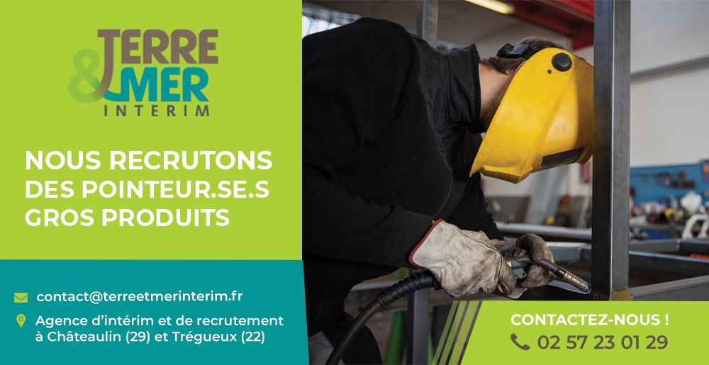 📢 OFFRE D'EMPLOI
Nous recrutons des #POINTEURS GROS PRODUITS  (H/F) à #SIZUN (29) en INTÉRIM
Poste évolutif vers un CDI
 
Contactez-nous au 02 57 23 01 29 et envoyez votre CV à contact@terreetmerinterim.fr ou annonces-interim.bzh/terre--mer-int…
 
 À bientôt ! 😉
#Recrutement #offredemploi