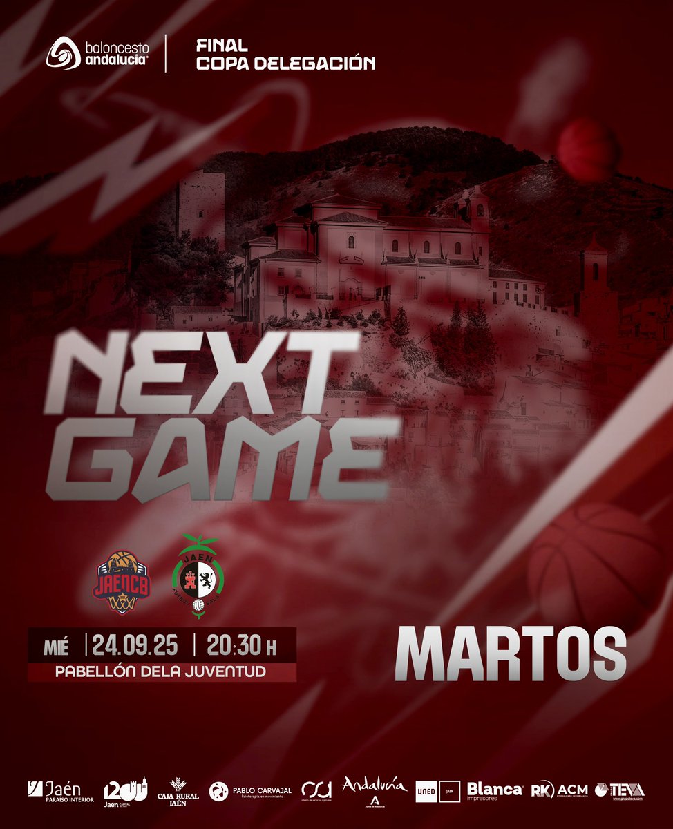 📅 Próximo Partido
🔥 Final Copa Delegación 

🏀 <a href="/jaen_cb/">Jaén Club Baloncesto</a> vs @jaenfsbaloncesto 
📍 Pabellón municipal de la Juventud (Martos)
🕐 Miércoles 24 de septiembre – 20:30 h

#JaénCB #NextGame #Baloncesto