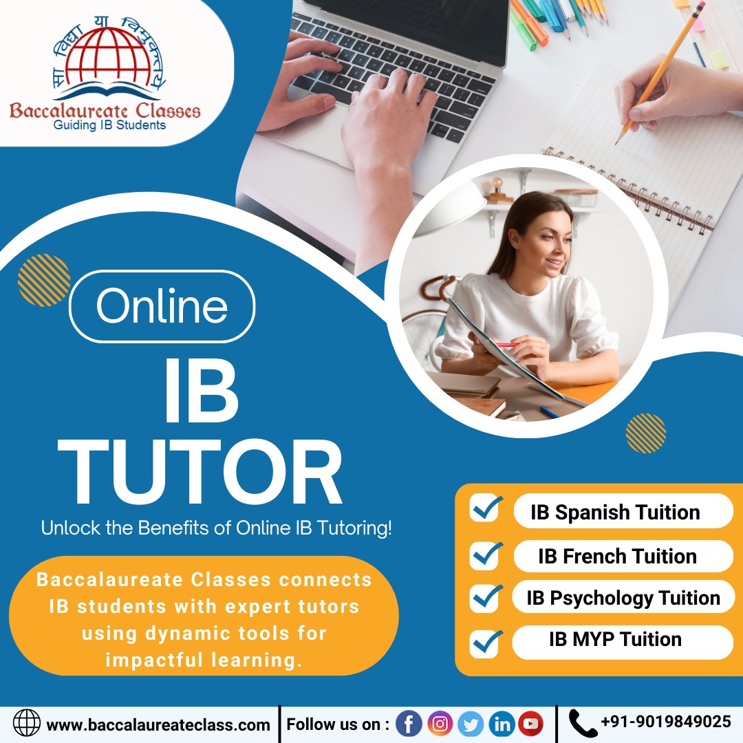 bclasses4ib's tweet image. Unlock the benefits of Online IB Tutoring with expert guidance from Baccalaureate Classes! 
From Spanish &amp;amp; French to Psychology &amp;amp; MYP, we help IB students achieve excellence.

👉 Book your FREE Demo Class today!
📞 +91-90198 49025 |🌐baccalaureateclass.com

#BaccalaureateClasses