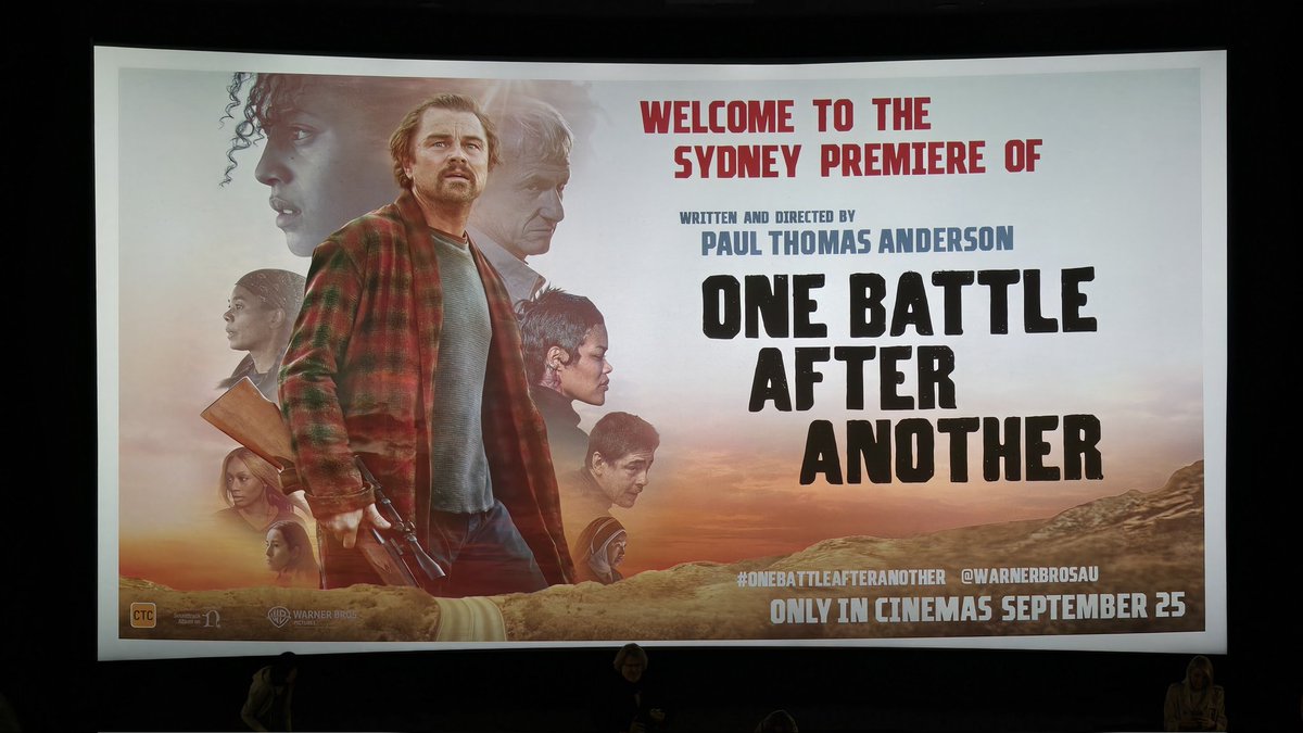 Seated and ready for the Sydney premiere of ONE BATTLE AFTER ANOTHER. Thanks to <a href="/warnerbrosau/">Warner Bros AU</a> for the invite. #OneBattleAfterAnother