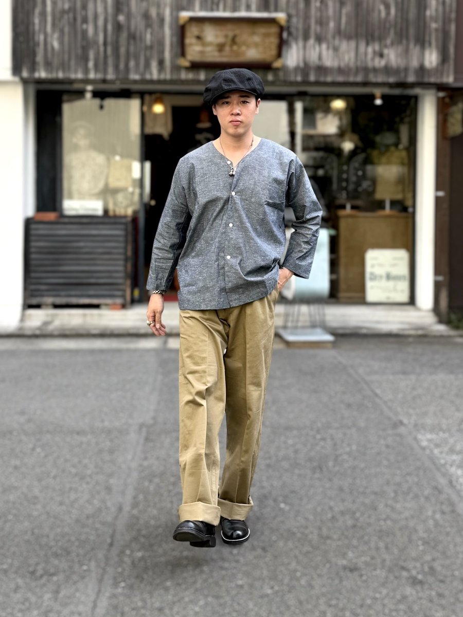 Dry Bones 鯉口シャツ 大 無地 水色 Dry Bones 鯉口シャツ 大 無地 水色 Dry Bones 鯉口シャツ 大 無地