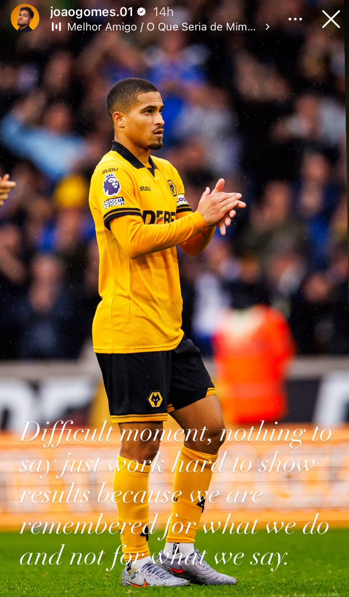 Wolfpackwwfc's tweet image. Joao Gomes on IG 📲🇧🇷 “Difficult moment, nothing to say just work hard to show results because we are remembered for what we do and not for what we say” #wolves #wwfc