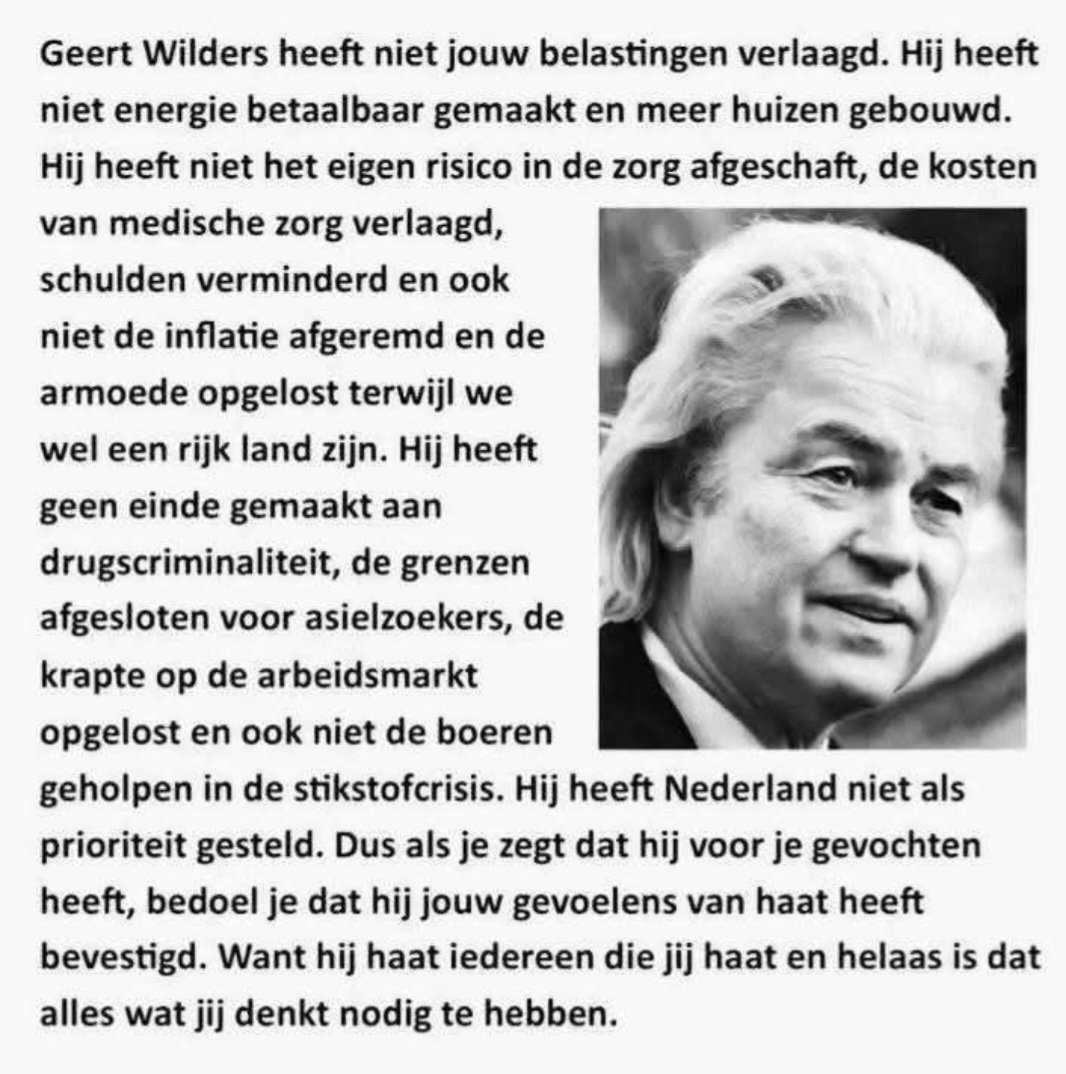 Hear hear!
#Wilders #PVV
Van rechts moeten we het niet hebben. Van het neo-liberalisme ook niet.
