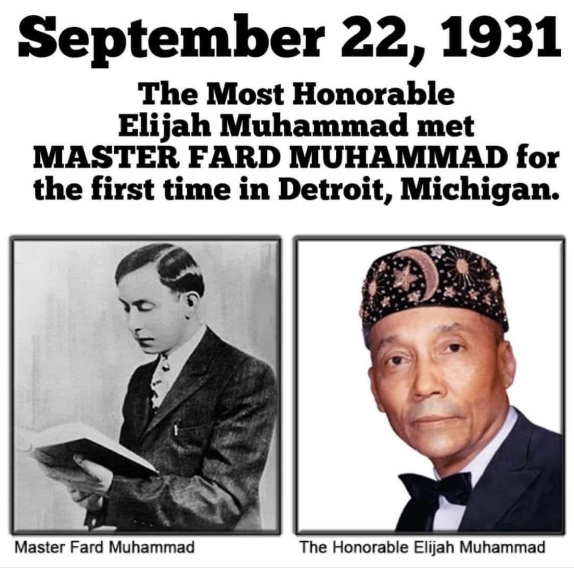 fontainedeon's tweet image. Peace. We must never 4get the Majesty of this day. 94 Yrs ago, This Sacred meeting took place. LOVE AT FIRST SIGHT

All Praise Is Due To Allah Who Came To Us In The Person Of Master Fard Muhammad

Long Live The Most Hon Elijah Muhammad &amp;amp; Long Live The Hon Min Farrakhan &amp;amp; The NOI