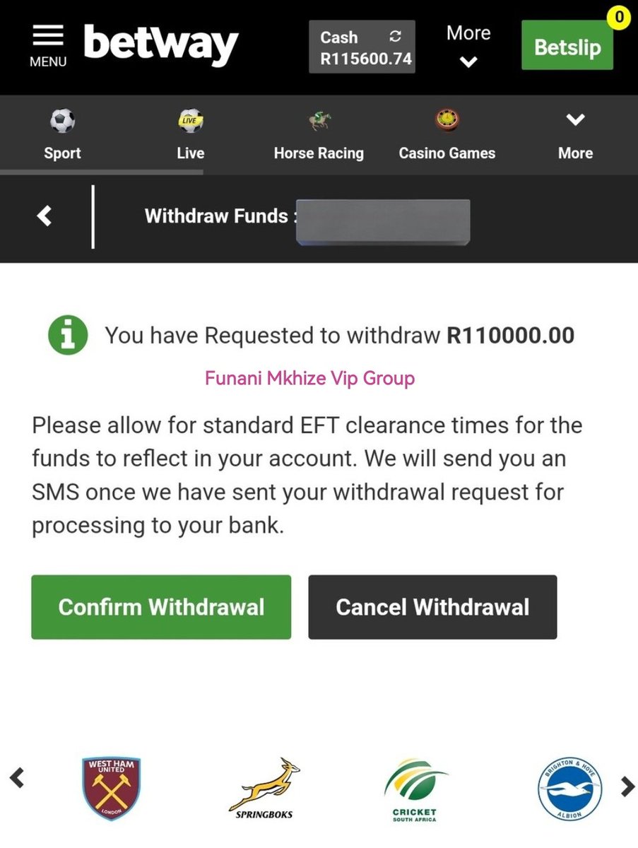 Funani Mkhize vip group 🔥💰👌

21 September 2025 withdrawal 
R110 000 from Betway 💰

There is no way you can join my vip group and be broke.

Only R250 once off.

#Betway