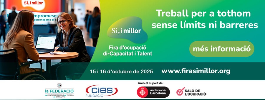 🙋‍♂️Tens una #discapacitat i busques feina? 
📅 reserva't els 15 i 16 d'octubre per anar a la #firasimillor, on una vintena d'empreses t'esperen dins el <a href="/salocupacio/">Saló de l'Ocupació</a>  
📑TIngues a punt el CV 
 Organitzada per la <a href="/FederaciodeCET/">La Federació de CET de Catalunya</a> i la Fundació CIES 
🔗firasimillor.org