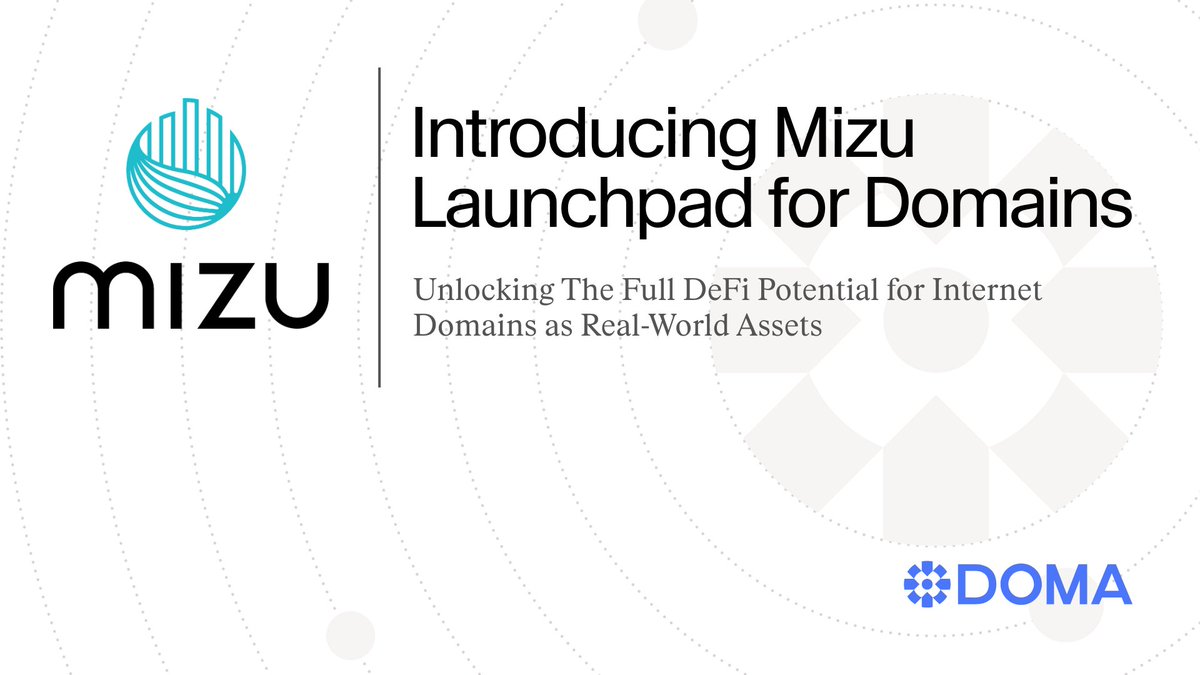 Big news from the Domaverse 🌐

We’re launching Mizu: 

🌊 The first-ever DeFi launchpad for tokenized domains on Doma Protocol testnet.

Owning &amp; Trading the Internet starts here 👇