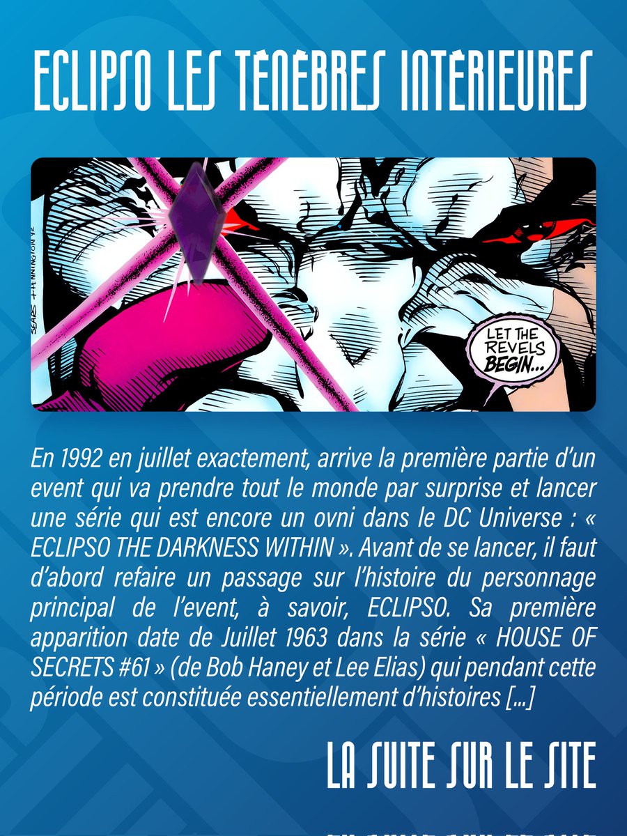 leguidecomics's tweet photo. 📁 OUVERTURE D'UN NOUVEAU DOSSIER SECRET 📁

Vous avez peut-être déjà entendu parler d'Eclipso. En effet, il n'est pas rare de le croiser au fil des lectures, il fait d'ailleurs l'objet du dernier tome de Batman/Superman World's Finest ! Mais connaissez-vous... 1/2

@UrbanComics https://t.co/CSbOjXtPSk