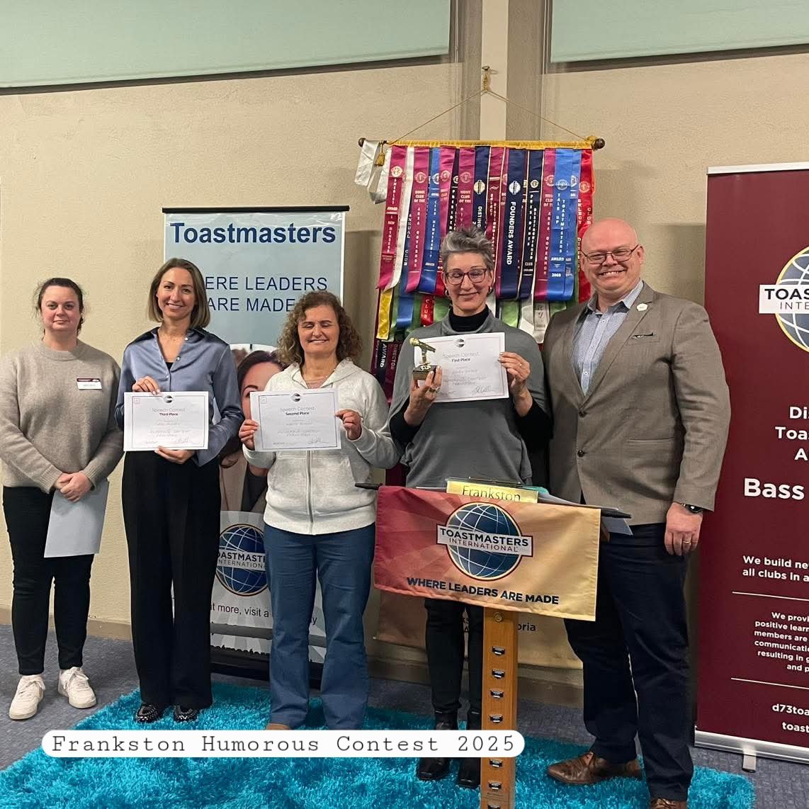 1851Toastmaster's tweet photo. Great Frankston Club Contests saw two first-time winners with a returning champion.  Andrea (humorous &amp; evaluation) goes on to the area level in November. Congratulations to all involved. https://t.co/VLb8roXNwT
