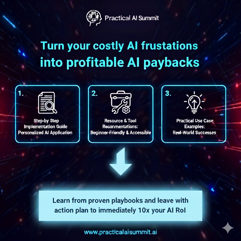 We asked AI to study our conference webszite and produce a poster that summarizes why anyone should attend it and here is the result. Color us impressed! practicalaisummit.ai #AI #practicalAI #futureofbusiness