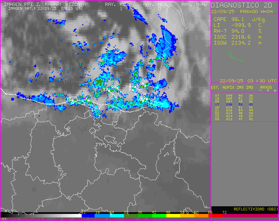 AEMET_Cantabria's tweet image. ⛈️ Chubascos intensos con alguna tormenta aislada entrando por el Cantábrico