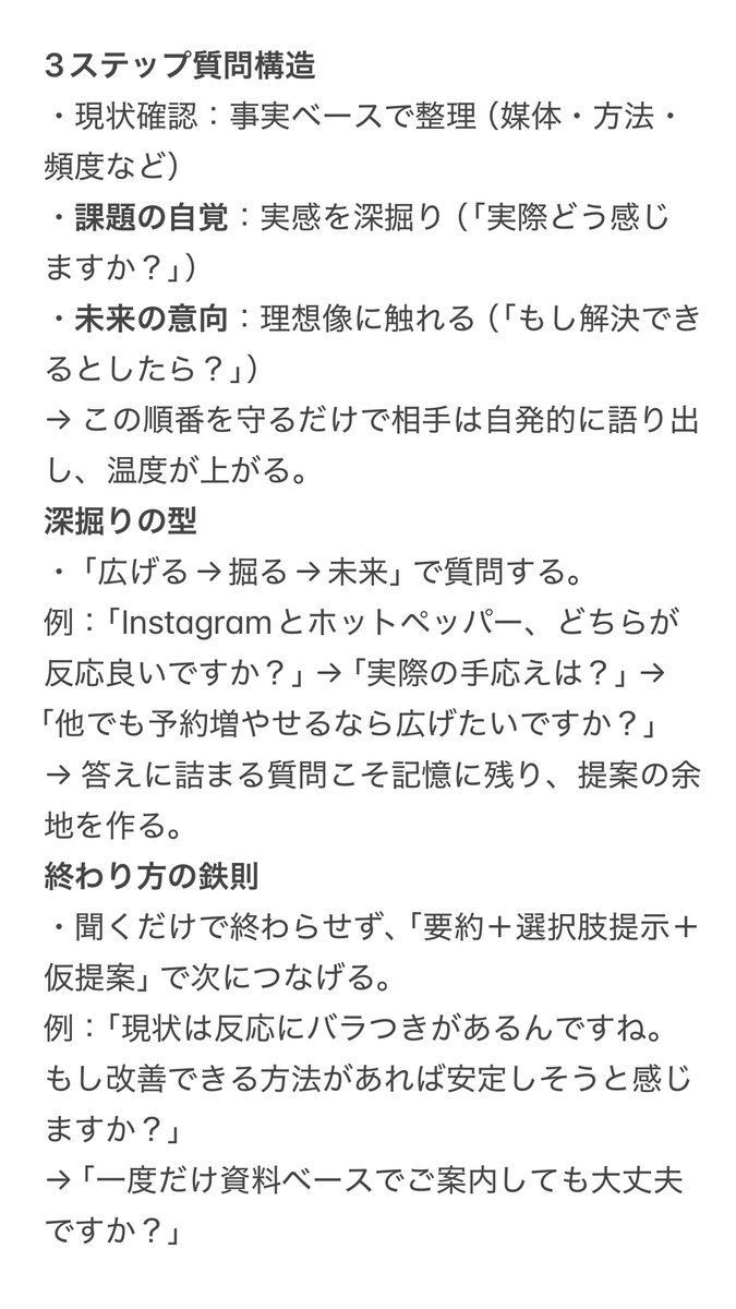 質問の順番を整えてからたった1ヶ月で契約率が 14％→46％に跳ね上がった営業経験ゼロスタートがやったヒアリング設計。契約率が落ちてる人ほど今すぐ見直すべき。