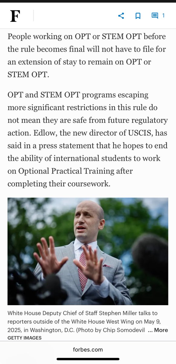 The largest US guest-worker program—OPT—only exists bc unaccountable bureaucrats kept expanding it even tho Congress kept telling them to undo this. A few weeks ago admin said they’d indirectly make this abuse of our laws slightly harder in a year, via slight student visa reform.