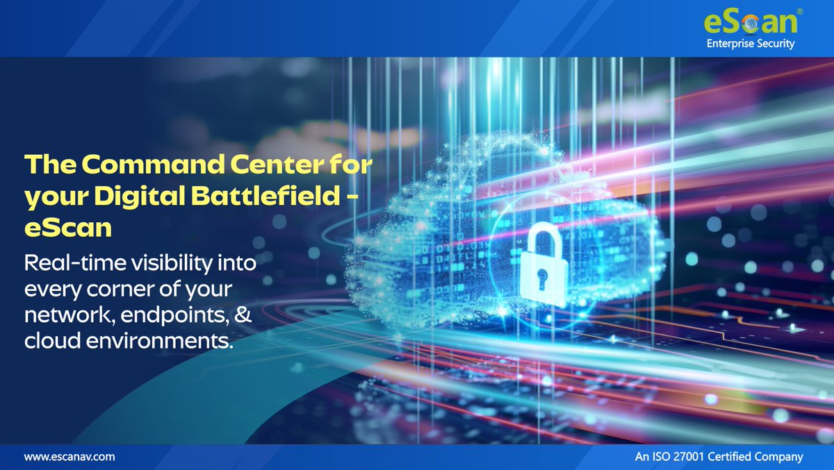 escan_tweet's tweet image. Every organization today operates in a digital battlefield where threats are constant, evolving, and relentless. 
🔐 Take control. Stay resilient. Win the digital war with eScan.
bit.ly/3vgw3Rn
#eScan #CyberSecurity #DigitalBattlefield #AI #EnterpriseSecurity