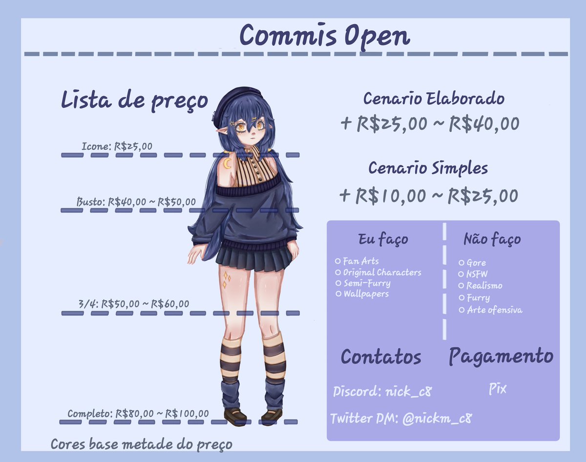 nickm_c8's tweet photo. Commissions open - Comissões abertas
Any infos just DM me💫 - Qualquer informação envie uma DM💫
#commissionsopen https://t.co/vcprU1b7LT