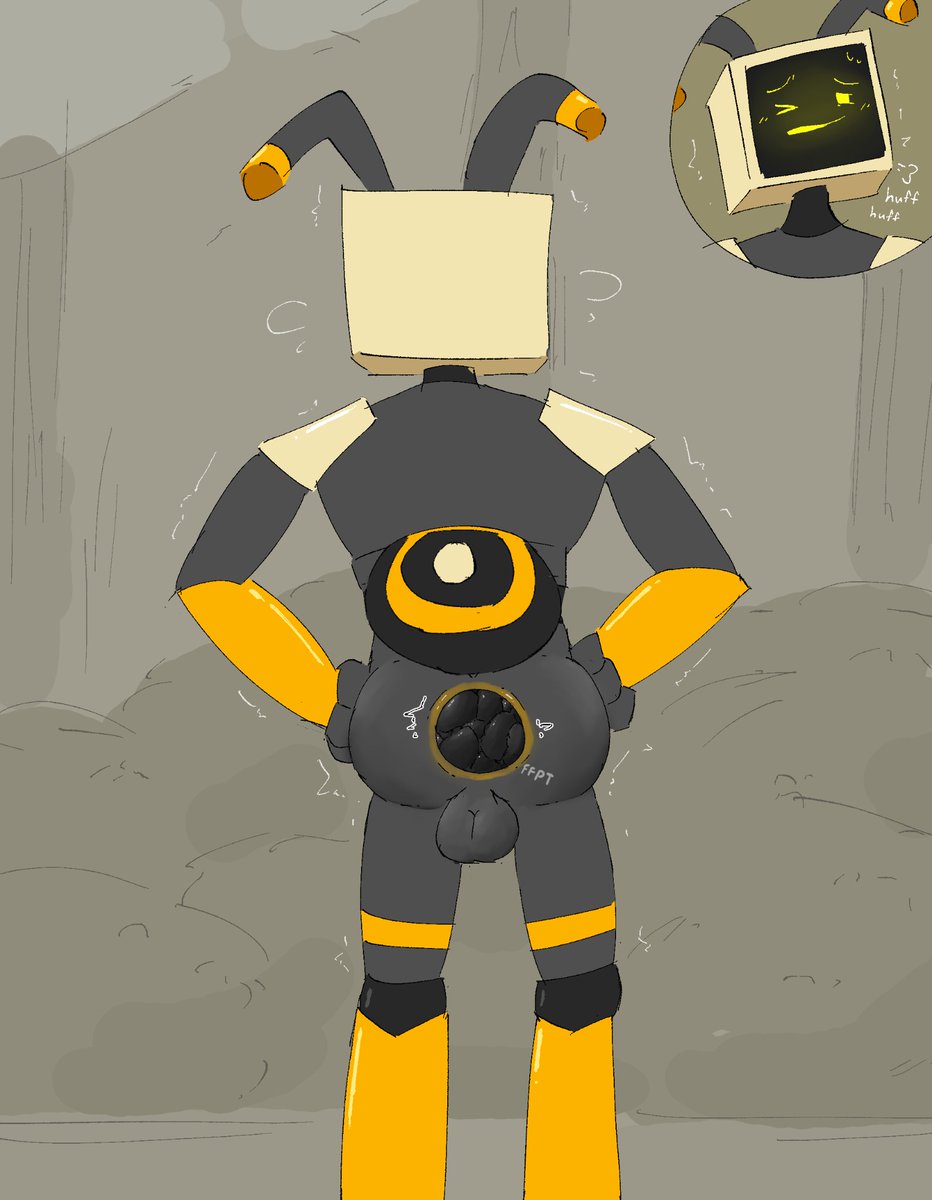 dbrappio's tweet photo. gift art for a friend of their bee bot aura farming in the park https://t.co/afdicOZ4lO