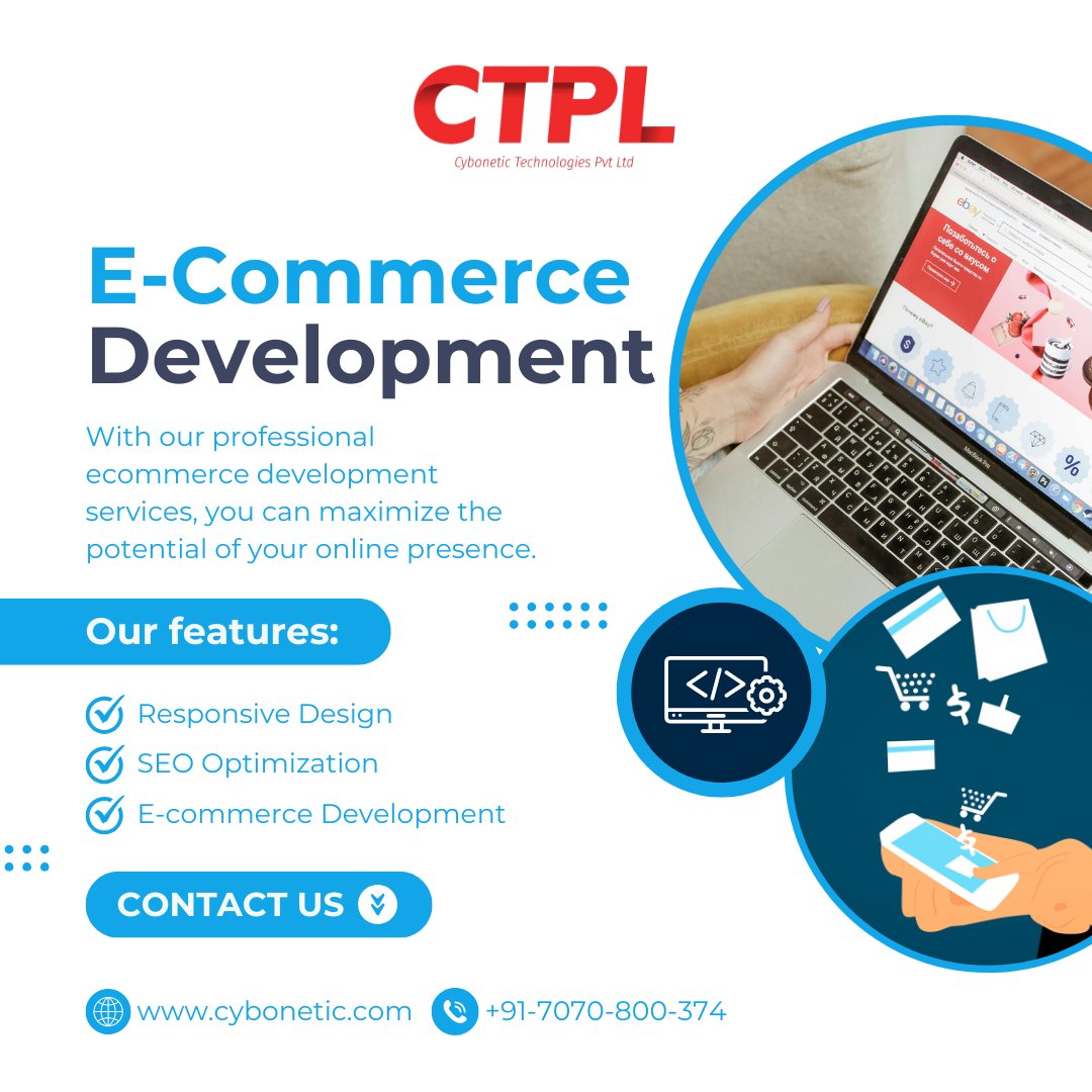cybonetic's tweet image. Boost your online presence with our professional E-commerce Development Services. 

☎+91-7070-800-374
🌐cybonetic.com

#EcommerceDevelopment #OnlineBusiness #DigitalTransformation #EcommerceSolutions #OnlineStore #WebDevelopment #EcommerceWebsite #BoostSales #CTPL