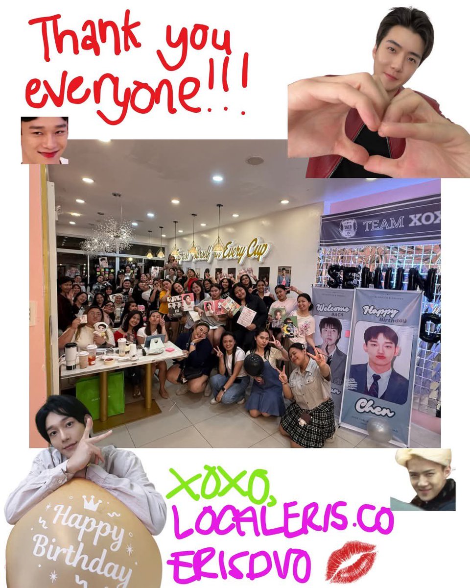 localerisco's tweet photo. Our graphic artist is busy but we can't wait to thank everyone who joined us at the XOXO Sehun Military Discharge &amp; Chen Birthday Fan Gathering! 

We would also like to thank Juice Cubi-Roxas Ave, @kpopandadavao, SMJR Graphics &amp; Designs Services and Gem Tadefa for the prizes. https://t.co/66a8TNqaxI