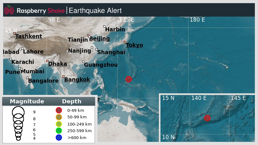 raspishakEQ's tweet photo. Preliminary M5.0 #Earthquake
ID: #rs2025sqxqkk
316km from #Tamuning, #MarianaIslands
2025-09-22 03:59 UTC
Source: #GFZ
@raspishake
Join the largest #CitizenScience EQ community ➡ https://t.co/Y5O0dgJqJF
EVENT ➡ https://t.co/kuKcHKtwjT https://t.co/9N6QzKZYZf